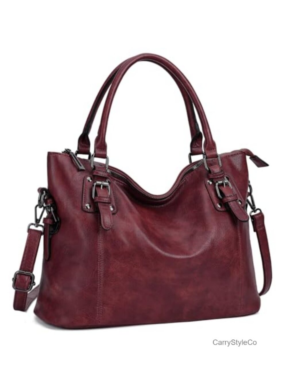 Faux Leather Hobo Bag Convertible Crossbody Shoulder Handbag Multi Pocket Purse